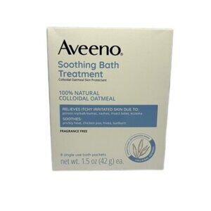 Aveeno Soothing Bath Treatment Oatmeal Skin Protectant Box of 8 Packets